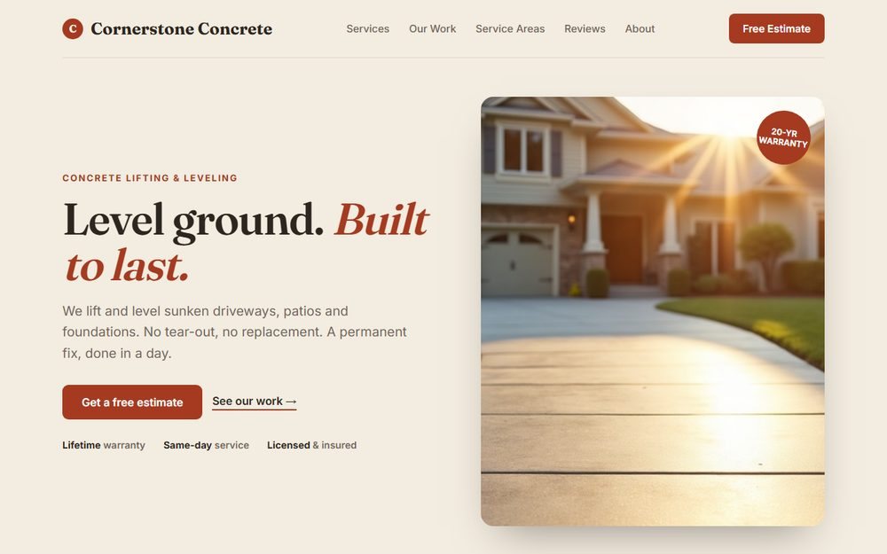 A concrete leveling website I built